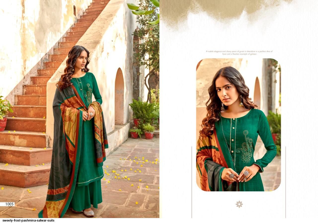 Sweety Fashion Presnets Frost Pashmina Dress Material Wholesale Rate In Surat