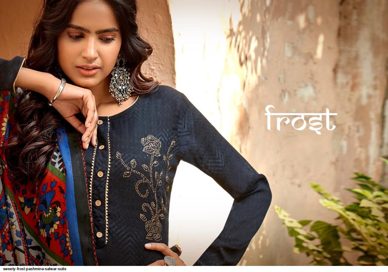 Sweety Fashion Presnets Frost Pashmina Dress Material Wholesale Rate In Surat