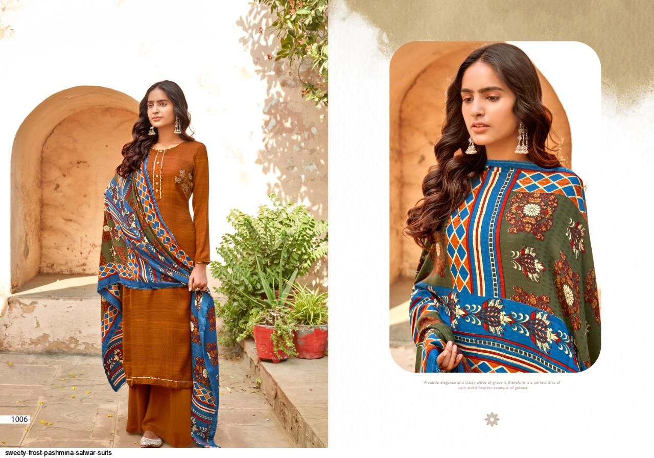 Sweety Fashion Presnets Frost Pashmina Dress Material Wholesale Rate In Surat