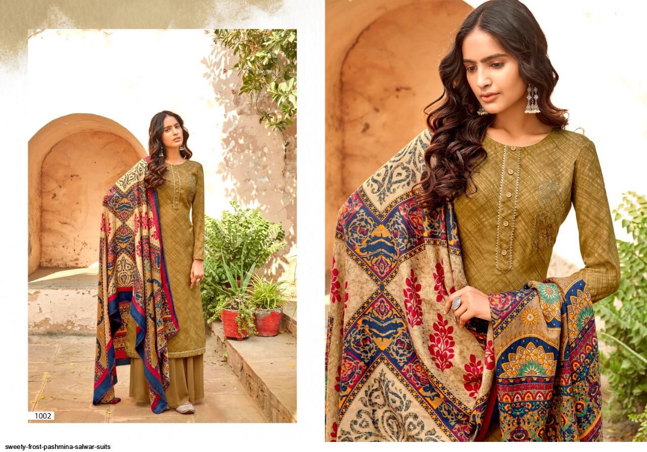 Sweety Fashion Presnets Frost Pashmina Dress Material Wholesale Rate In Surat