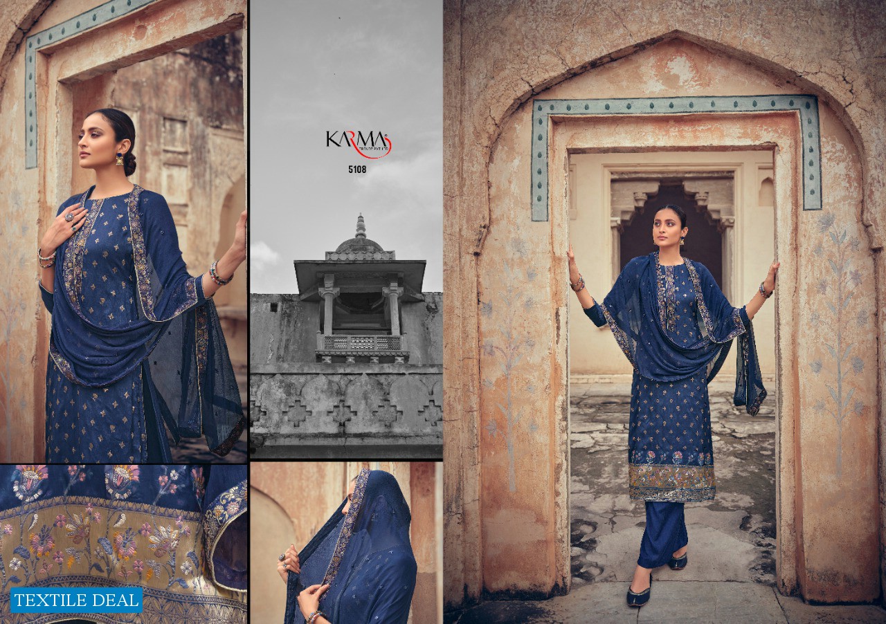 Karma Noor Vol-5 Wholesale Silk Minakari Jacquard Salwar Kameez At Saidharanx