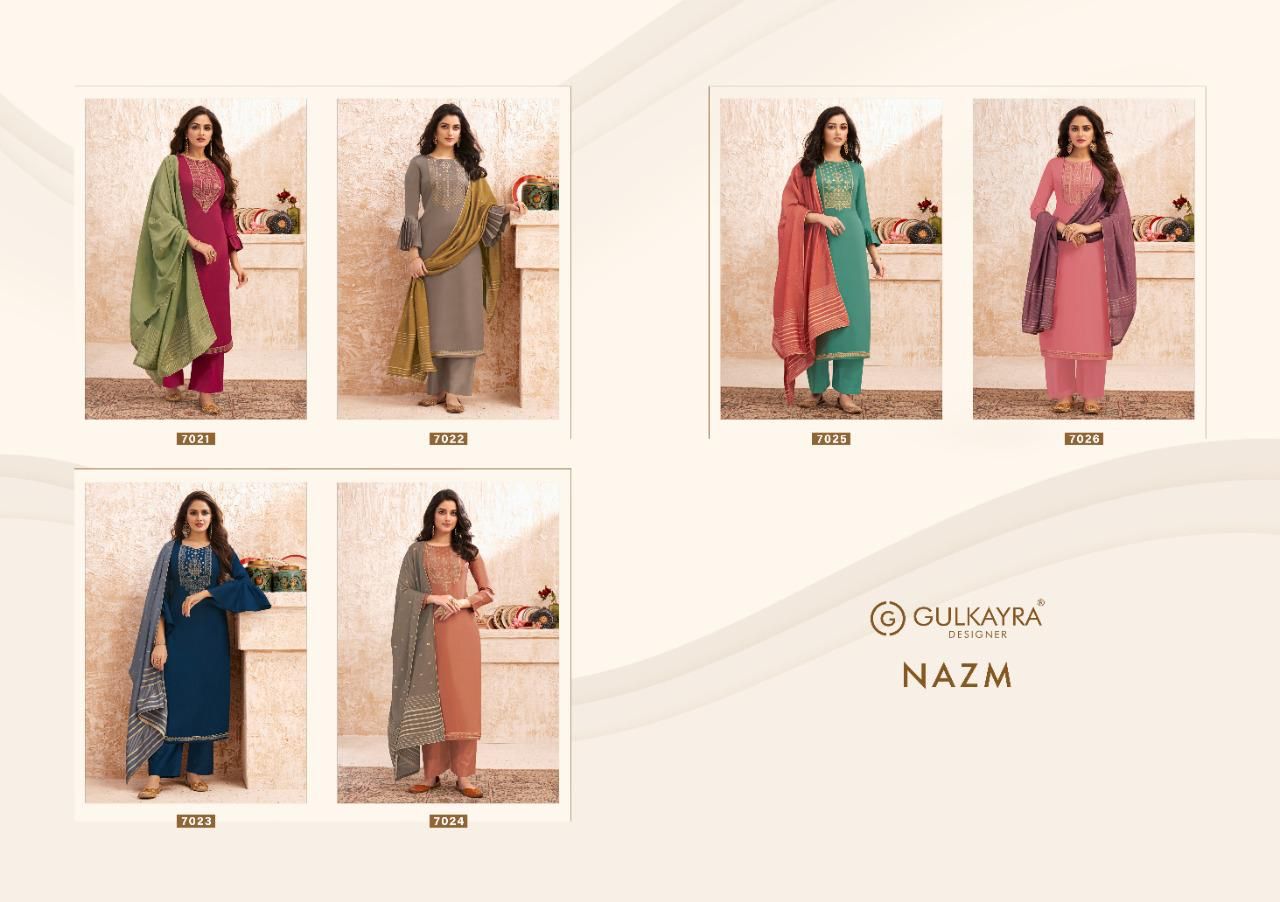 Bundle Of 6 Wholesale Salwar Suit Catalog Nazam By Gulkayra Designer At Saidharanx