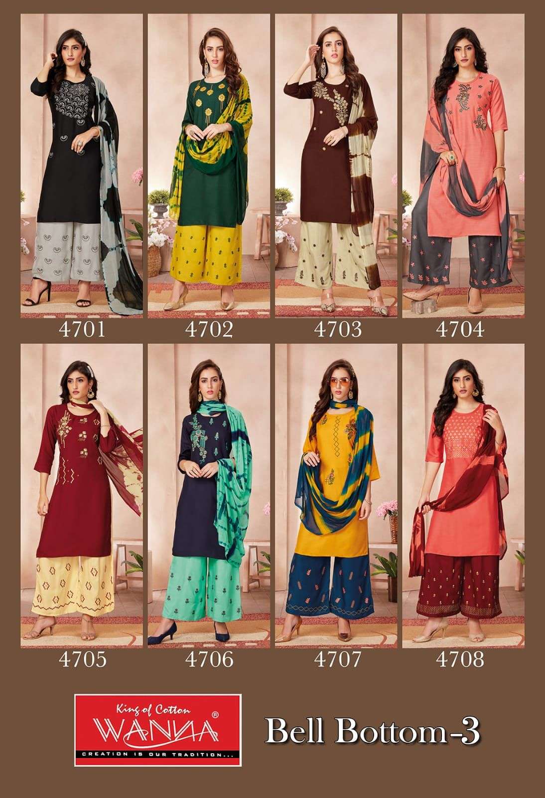 Bell Bottom 3 By Wanna Look Premium Rayon Wholesale Supplier Online Lowest Price Cheapest Kurtis Palazzo  At Saidharanx