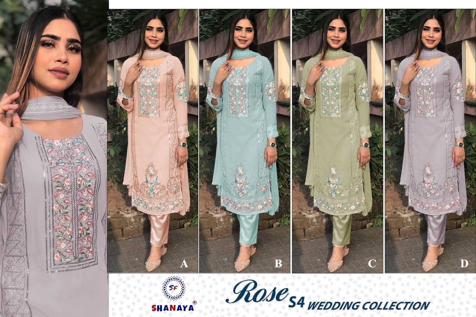 Shanaya Fashion Rose S4 Wedding Collection Pakistani Unstitched Ladies Suits At Saidharanx