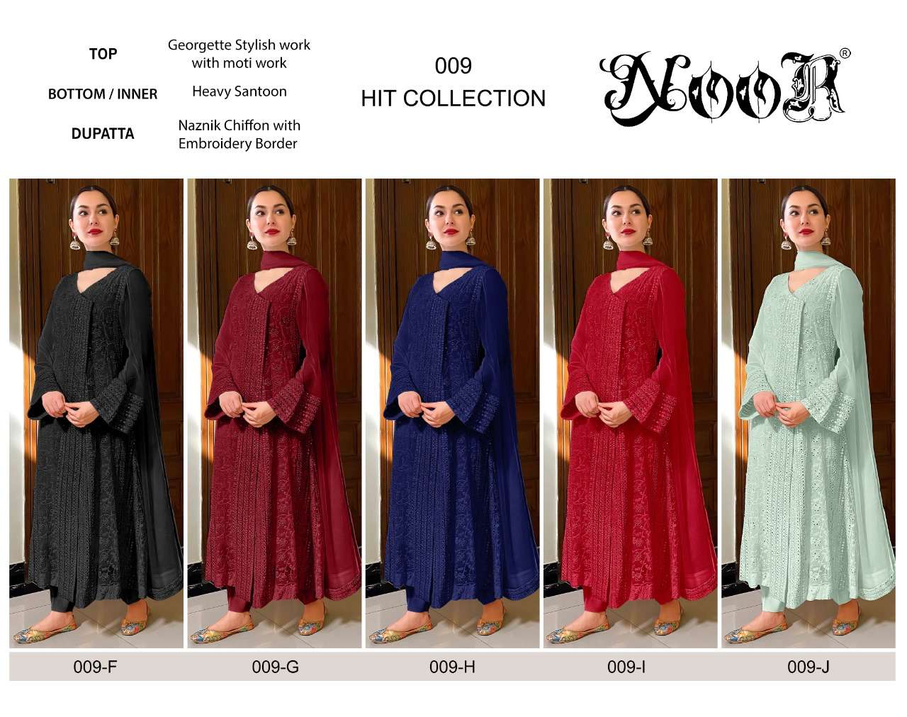 Noor Presents Latest Pakistani Catalog 009 Hit Collection 009-f To 009-j Series Wholesale Rate In Suratat Saidharanx