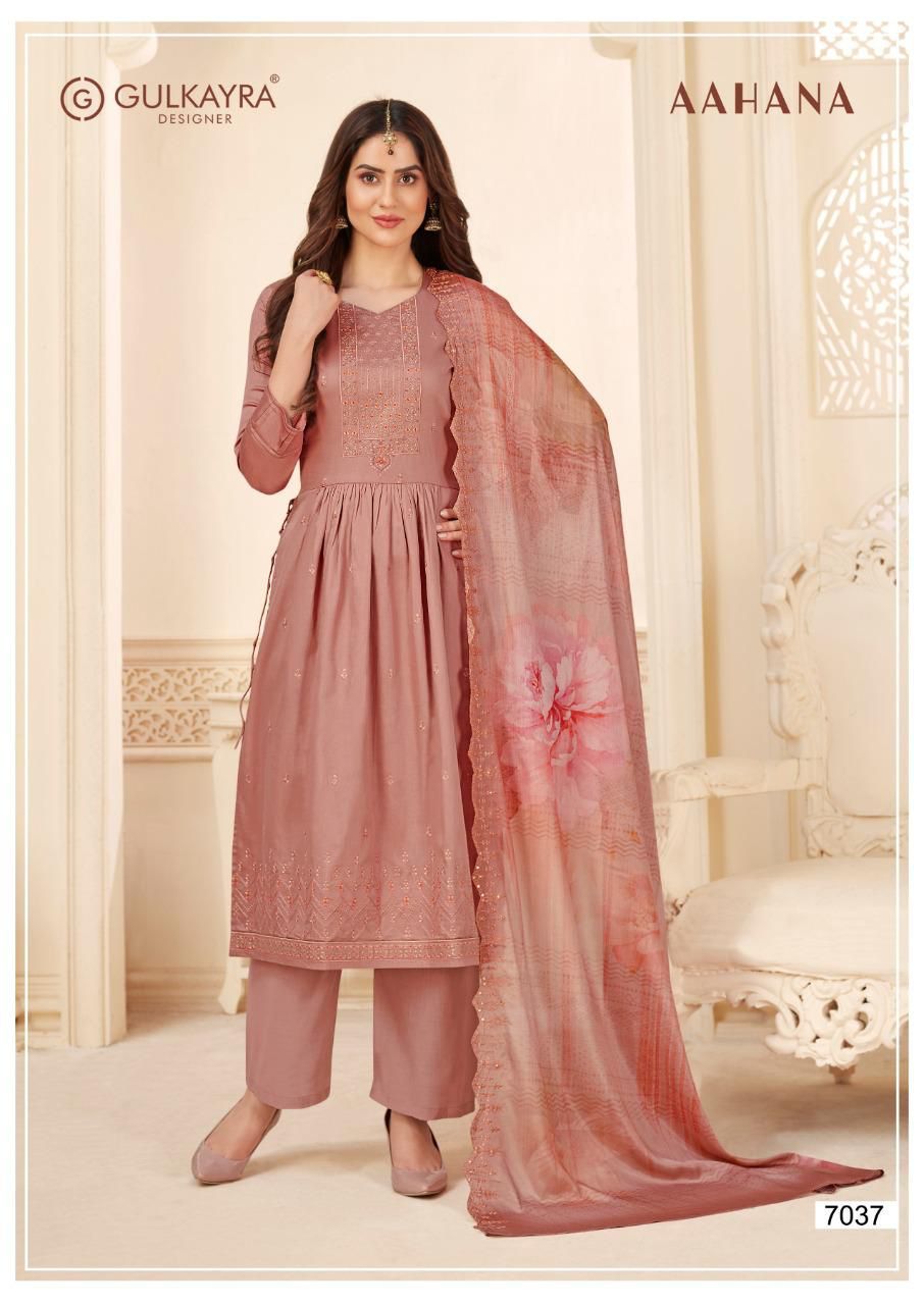 Gulkayra Designer Aahana 7033-7038 Series Jam Silk Fabric Embroidery Work Party Wear Special Dress Material At Saidharanx