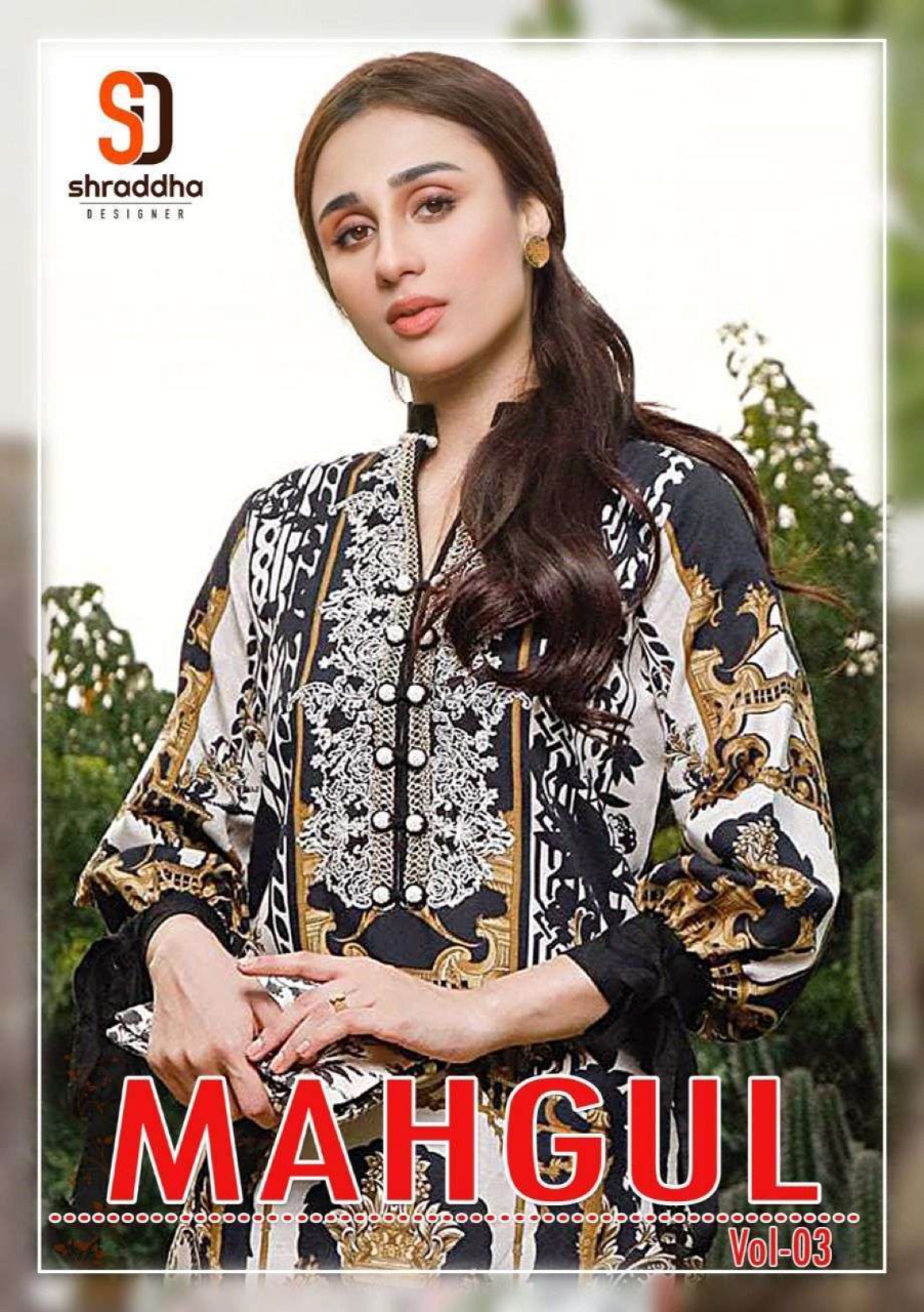 Shraddha Designer Mahgul Vol 3 Printed Lawn Cotton With Embroidery Work Pakistani Dress In Wholesale Rate At Saidharanx