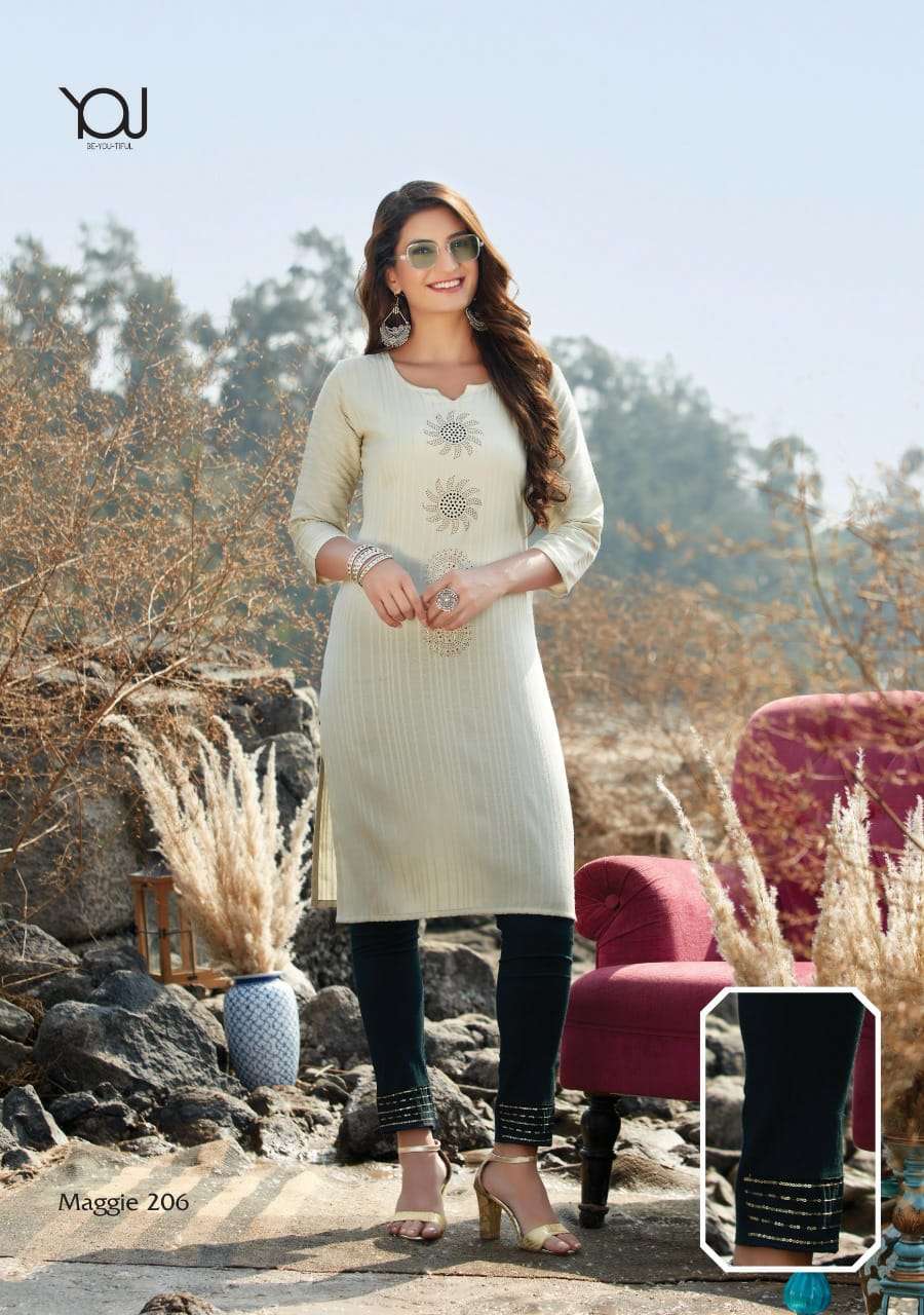 Maggie Vol-2 By You 201 To 207 Series Designer Rayon Kurtis With Pant At Saidharanx