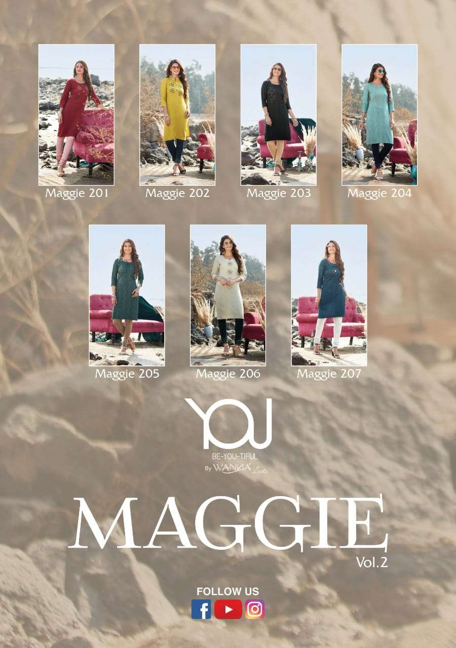 Maggie Vol-2 By You 201 To 207 Series Designer Rayon Kurtis With Pant At Saidharanx