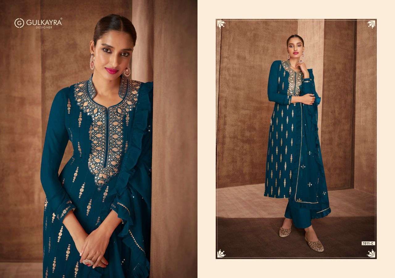 Naira By Gulkayra 7011-a To 7011-e Series Designer Georgette Dresses In Wholesale Rate At Saidharanx