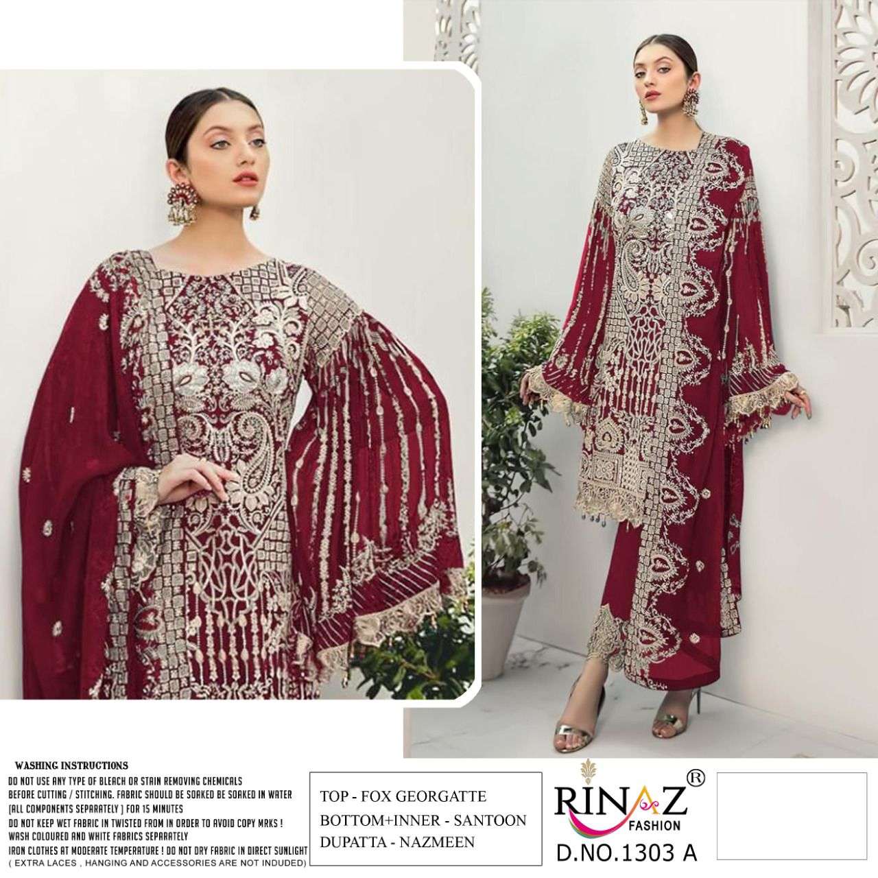 Rinaz Fashion Present Rinaz D.no 1303 A To 1303 D Series Georgette Pakistani Salwar Suits In Wholesale Price At Saidharanx