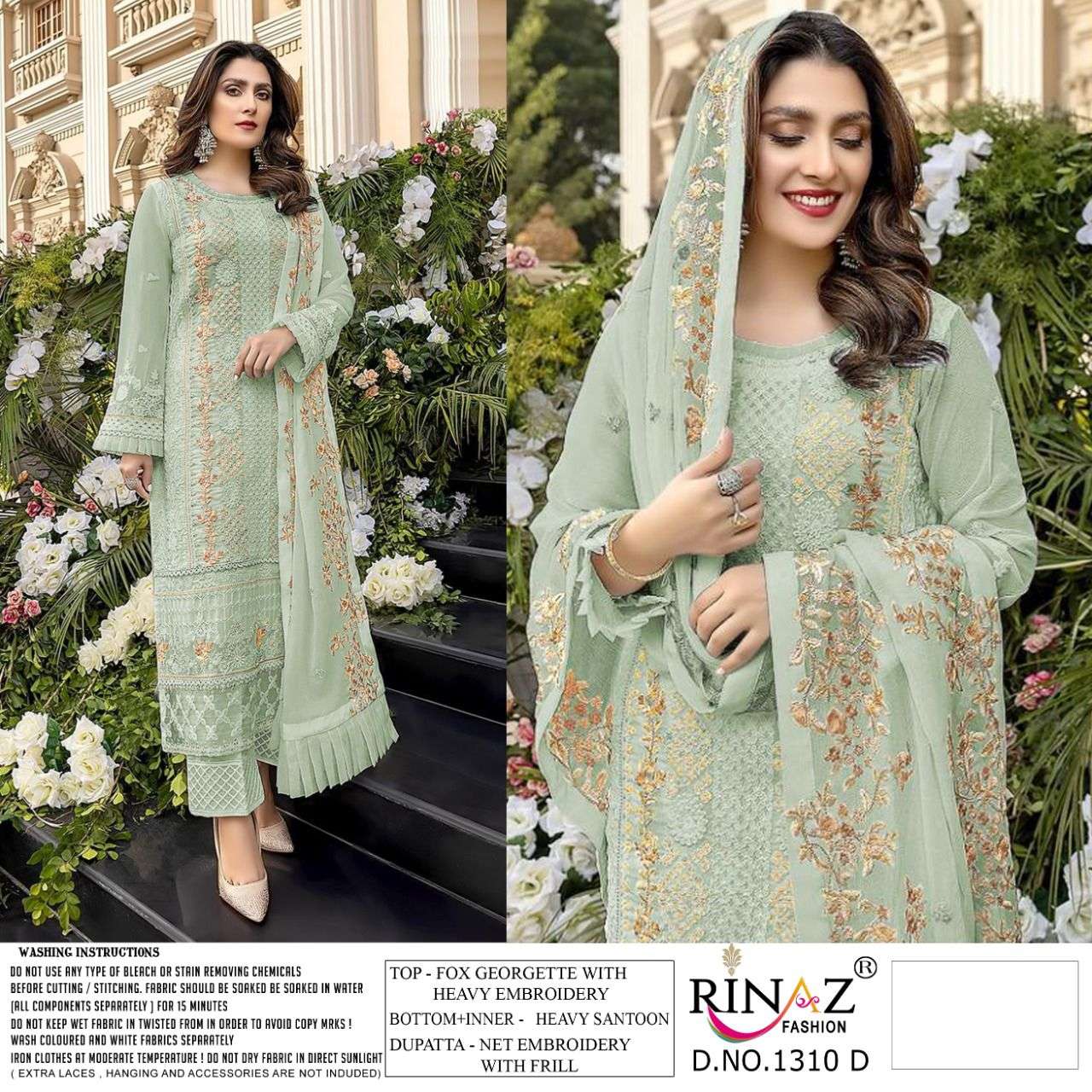 Rinaz Fashion Present Rinaz D.no 1310 A To 1310 D Series Georgette Pakistani Salwar Suits In Wholesale Price At Saidharanx