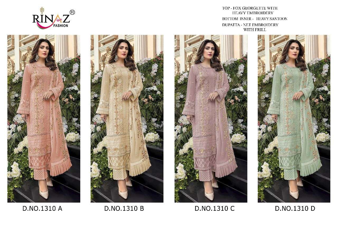 Rinaz Fashion Present Rinaz D.no 1310 A To 1310 D Series Georgette Pakistani Salwar Suits In Wholesale Price At Saidharanx