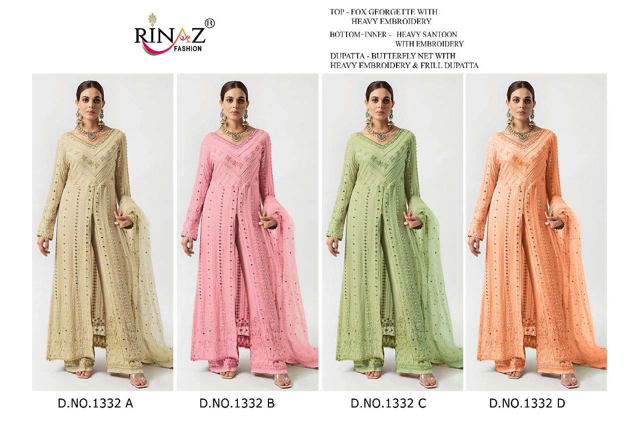 Rinaz Fashion Present Rinaz D.no.1332 A To D.no 1332 D Series Georgette Dress Material In Wholesale Price At Saidharanx