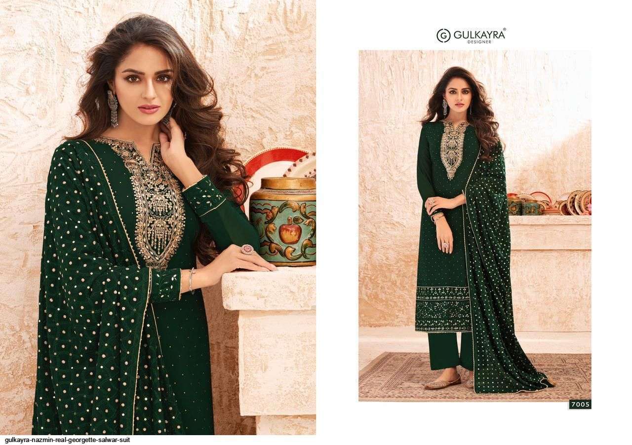 Gulkayra Designer Present Nazmin 7001 To 7005 Series Semi Stiched Salwar Suits In Wholesale Price In Surat At Saidharanx