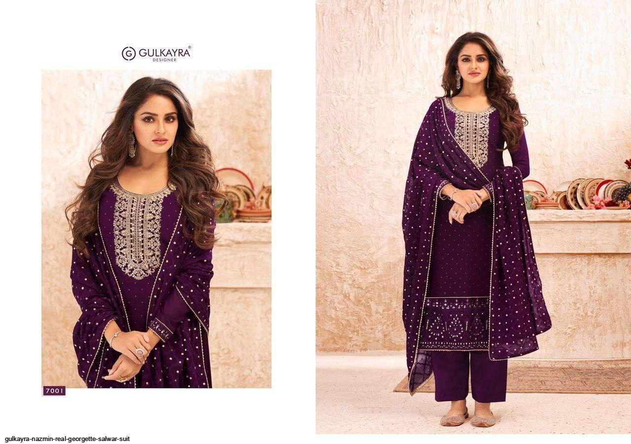 Gulkayra Designer Present Nazmin 7001 To 7005 Series Semi Stiched Salwar Suits In Wholesale Price In Surat At Saidharanx