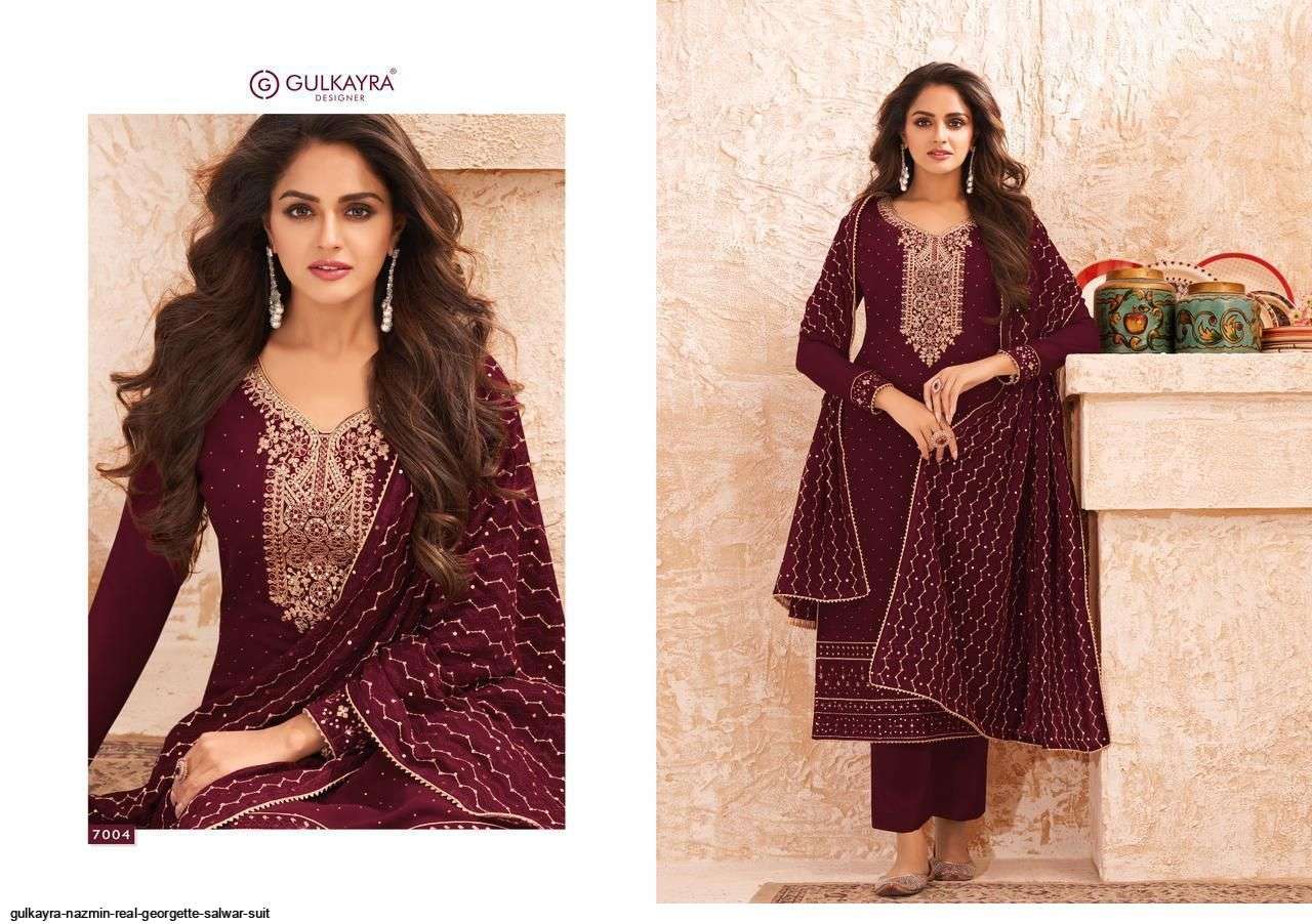 Gulkayra Designer Present Nazmin 7001 To 7005 Series Semi Stiched Salwar Suits In Wholesale Price In Surat At Saidharanx