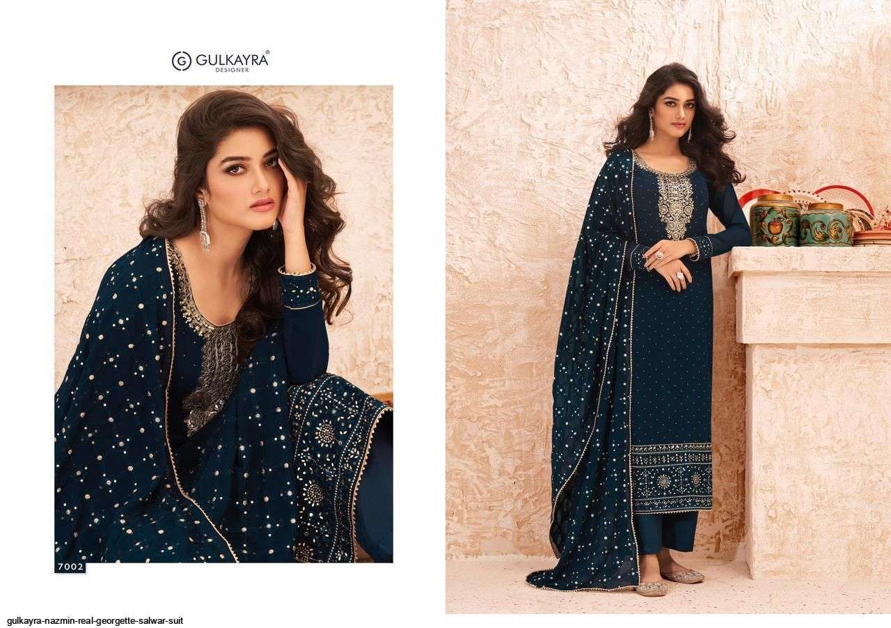 Gulkayra Designer Present Nazmin 7001 To 7005 Series Semi Stiched Salwar Suits In Wholesale Price In Surat At Saidharanx