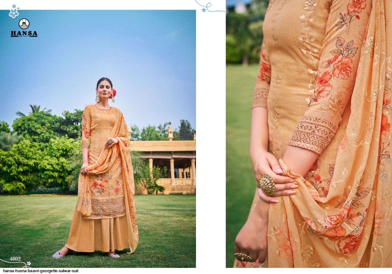Hansa Present Husna Baavri Georgette Salwar Suit In Wholesale Price At Saidharanx
