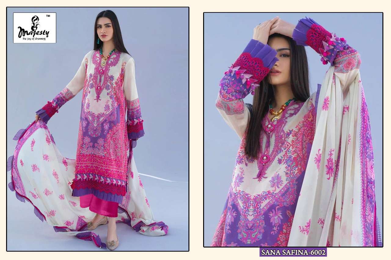 Majesty Presents Sana Safina Vol-06 Pure Cotton Pakistani Salwar Suits In Wholesale Rate At Saidharanx