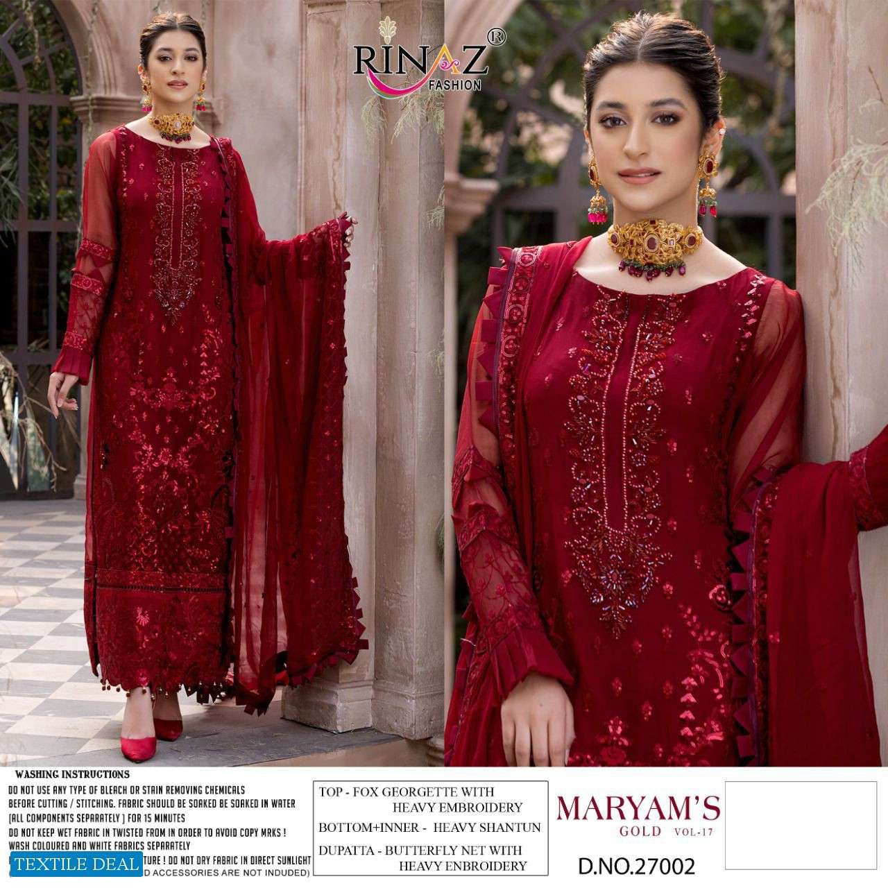 Rinaz Presents Maryam Gold Vol-17 Pakistani Suit Wholesale Rate At Saidharanx