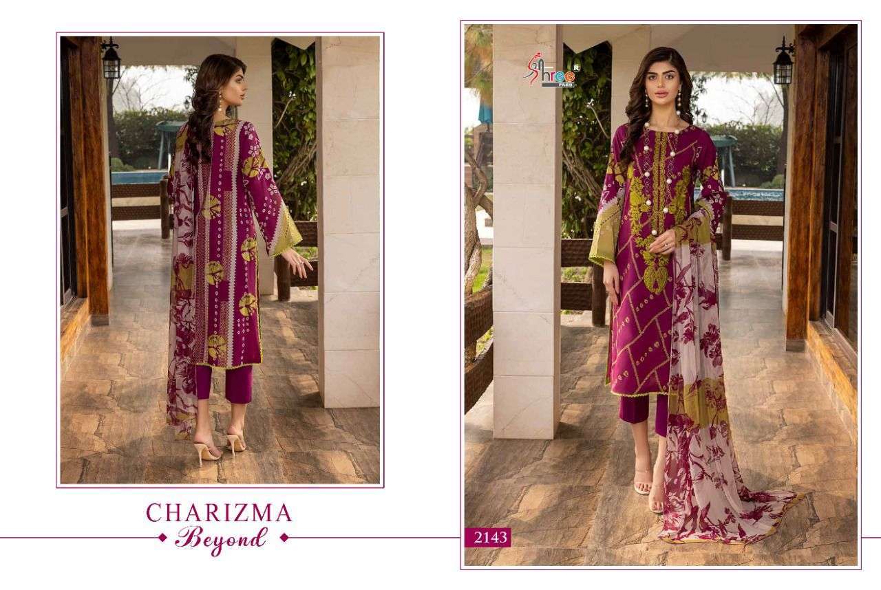 CHARIZMA BEYOND BY SHREE FABS 2141 TO 2146 SERIES COTTON UNSTICHED SALWAR SUITS WHOLESALE 6 PCS AT SAIDHARANX 