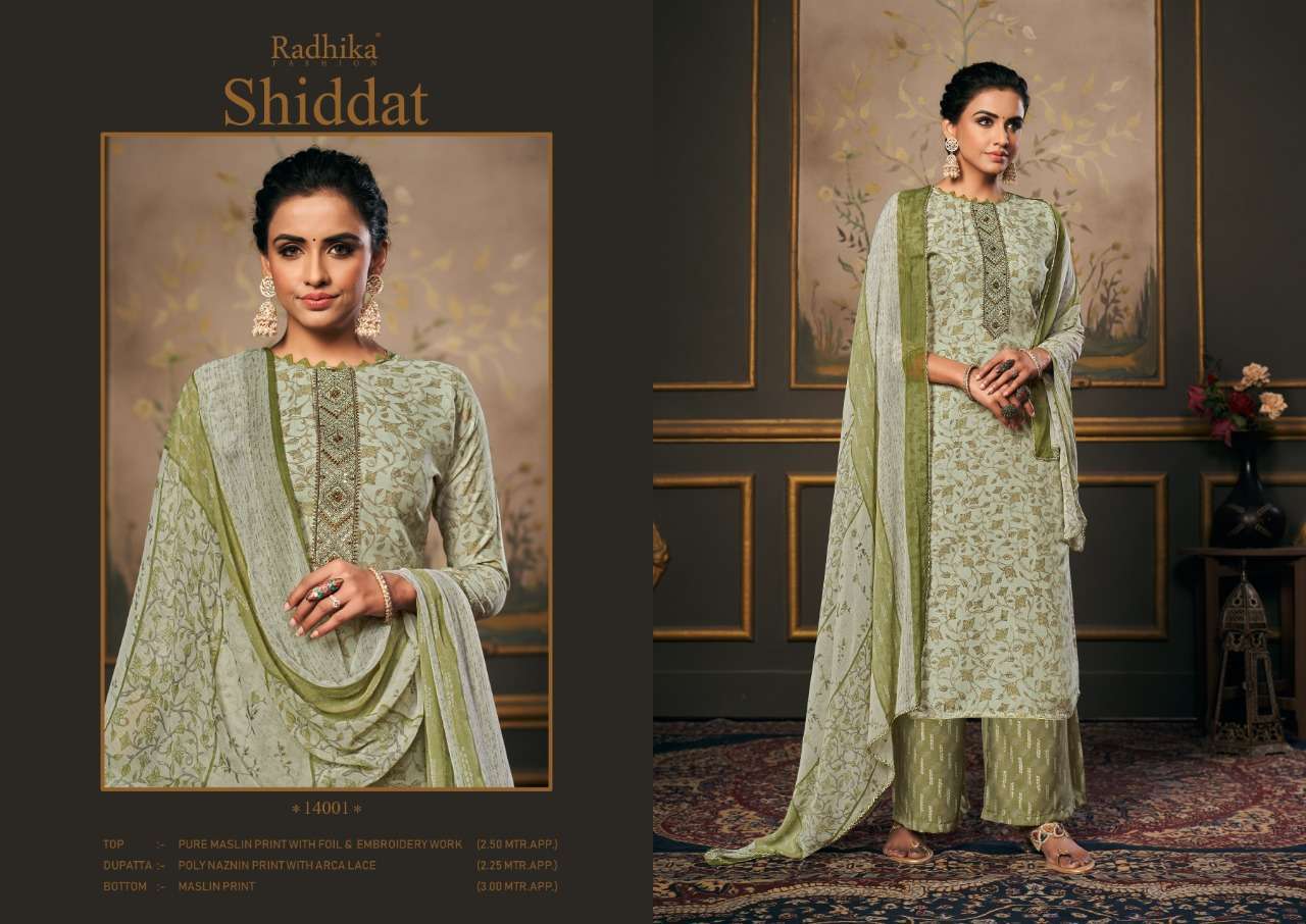 Radhika Azara Shiddat Series 14001-14004 Pure Viscous Maslin Suit At Saidharanx 
