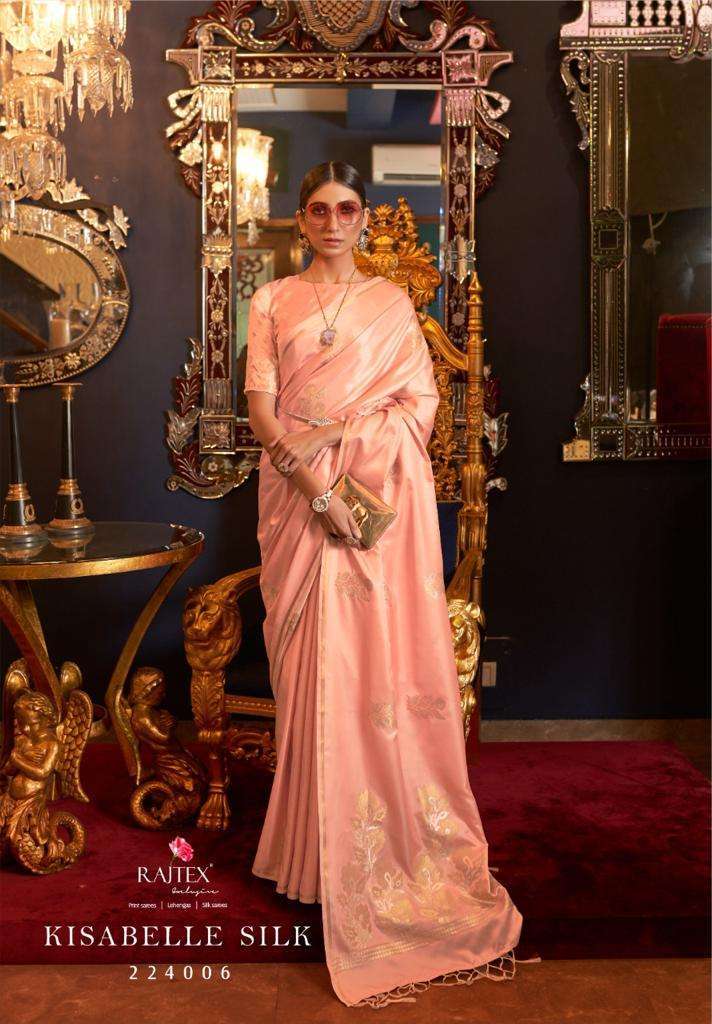 RAJTEX KISABELLE SILK PURE SATIN WEAVING SAREE AT SAIDHARANX 