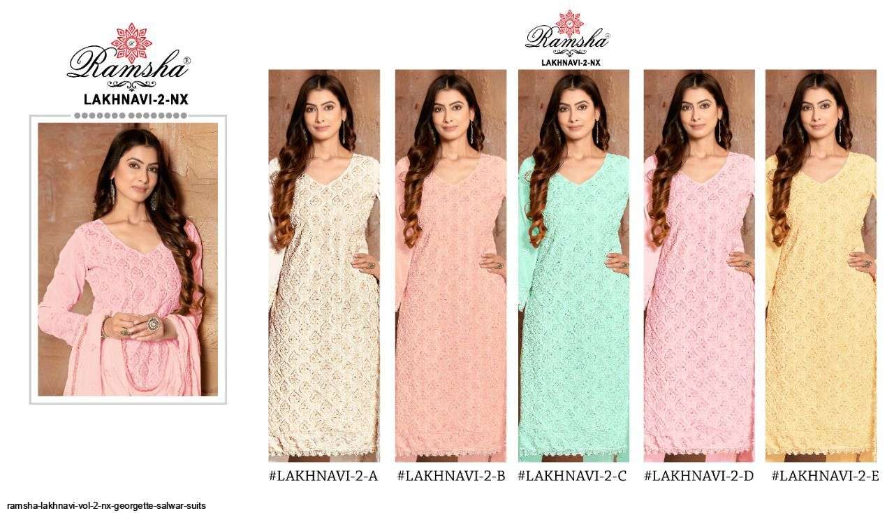 RAMSHA LAKHNAVI VOL 2 NX GEORGETTE SALWAR SUITS AT SAIDHARANX 