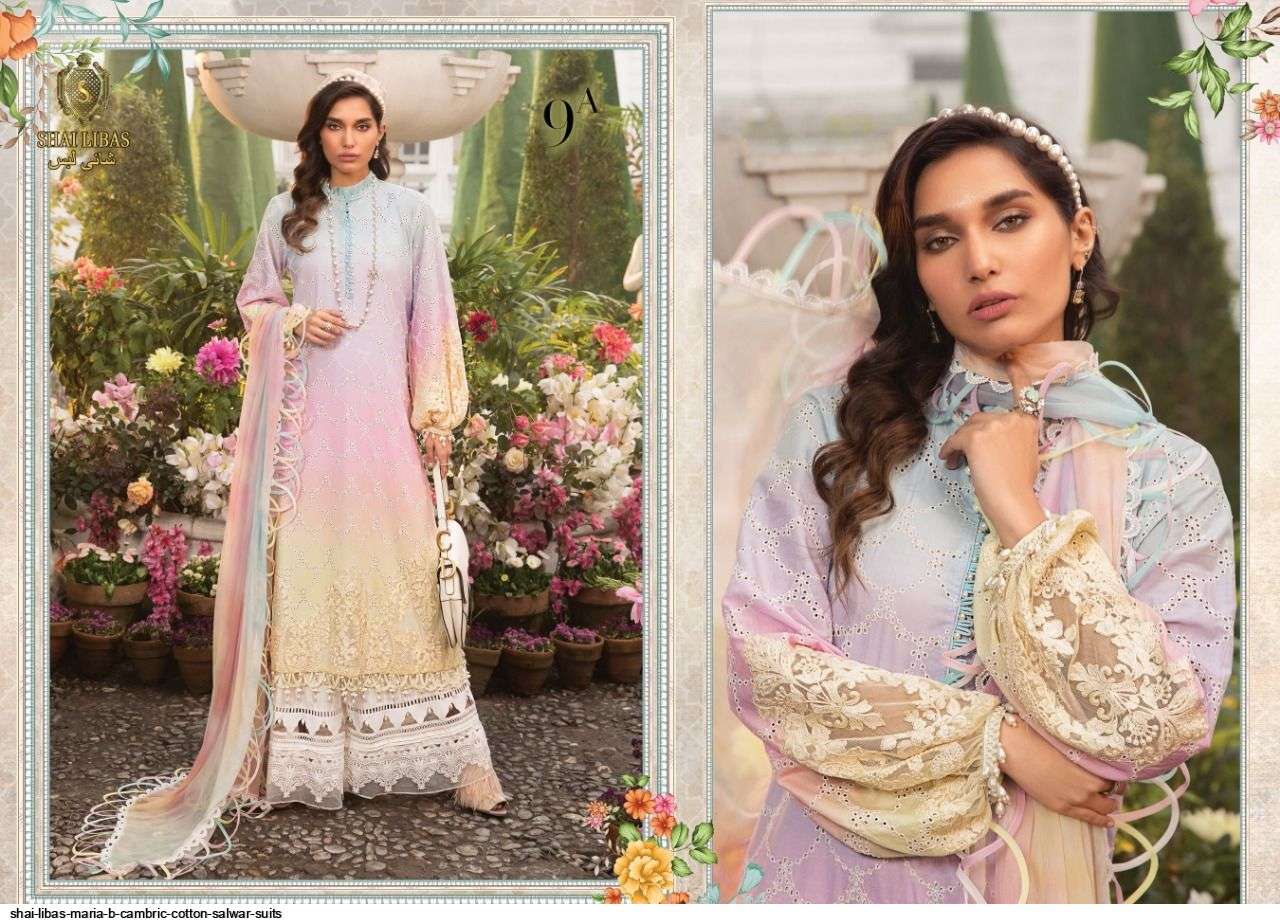 SHAI LIBAS MARIA B CAMBRIC COTTON SALWAR SUITS AT SAIDHARANX 