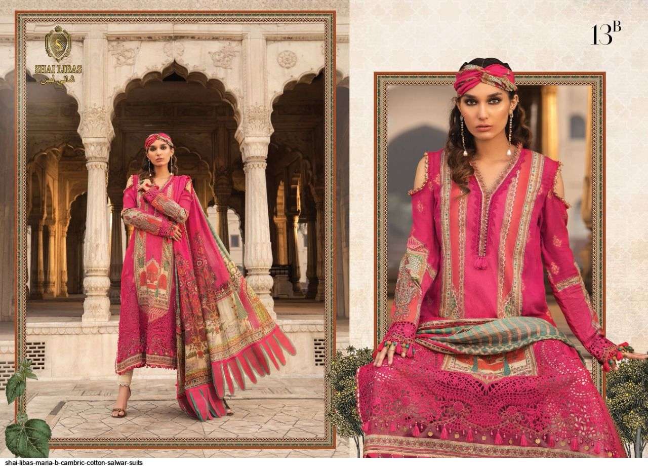 SHAI LIBAS MARIA B CAMBRIC COTTON SALWAR SUITS AT SAIDHARANX 