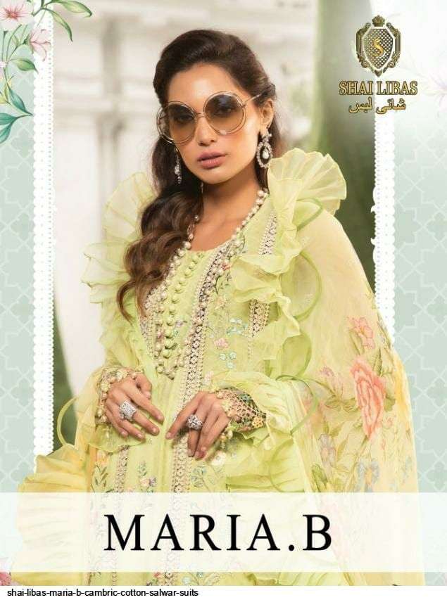 SHAI LIBAS MARIA B CAMBRIC COTTON SALWAR SUITS AT SAIDHARANX 