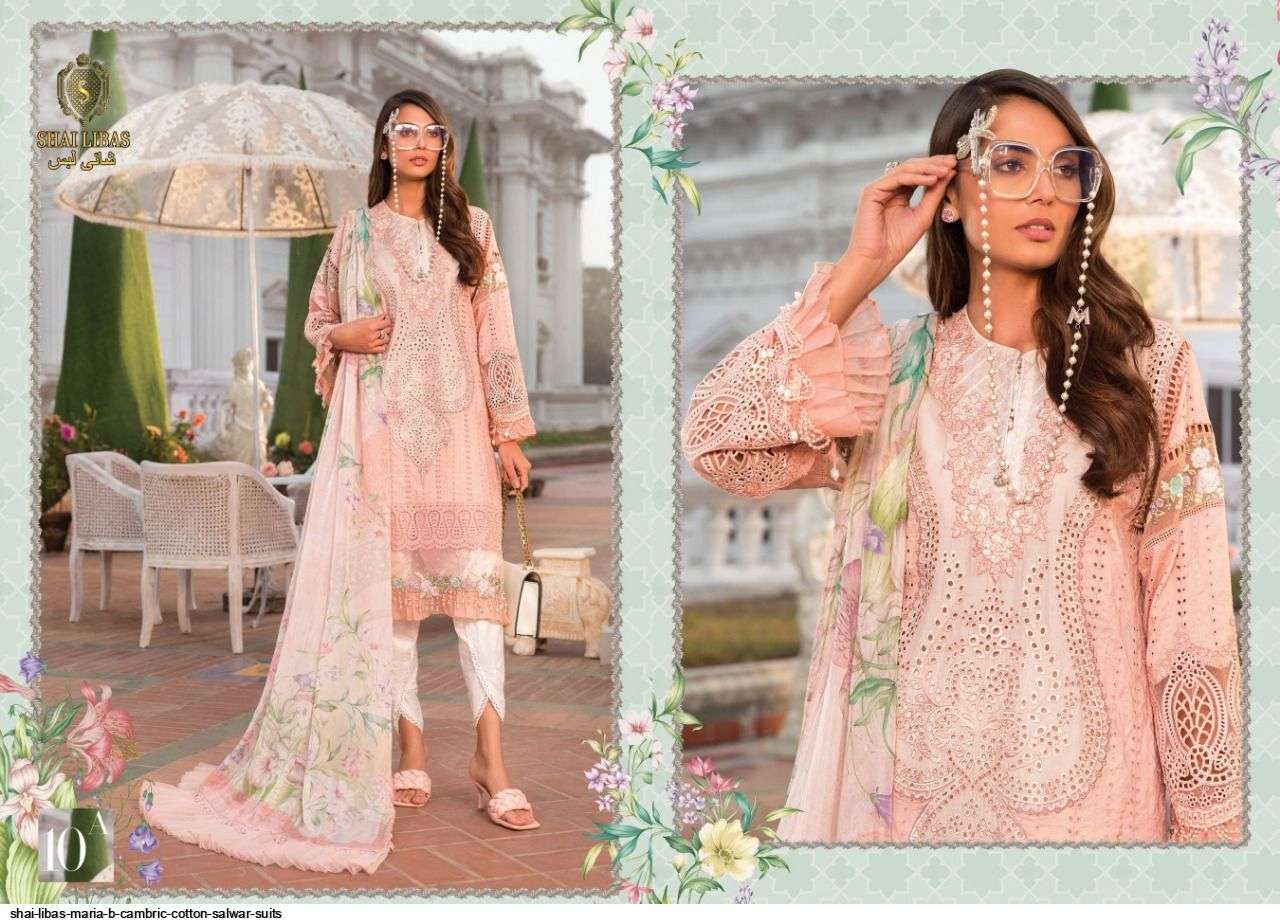 SHAI LIBAS MARIA B CAMBRIC COTTON SALWAR SUITS AT SAIDHARANX 