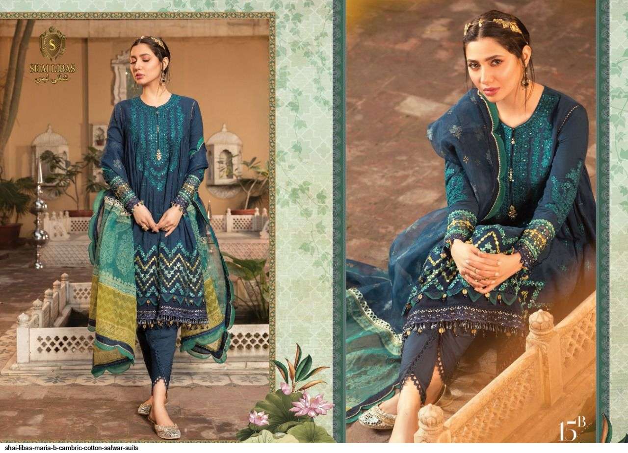 SHAI LIBAS MARIA B CAMBRIC COTTON SALWAR SUITS AT SAIDHARANX 