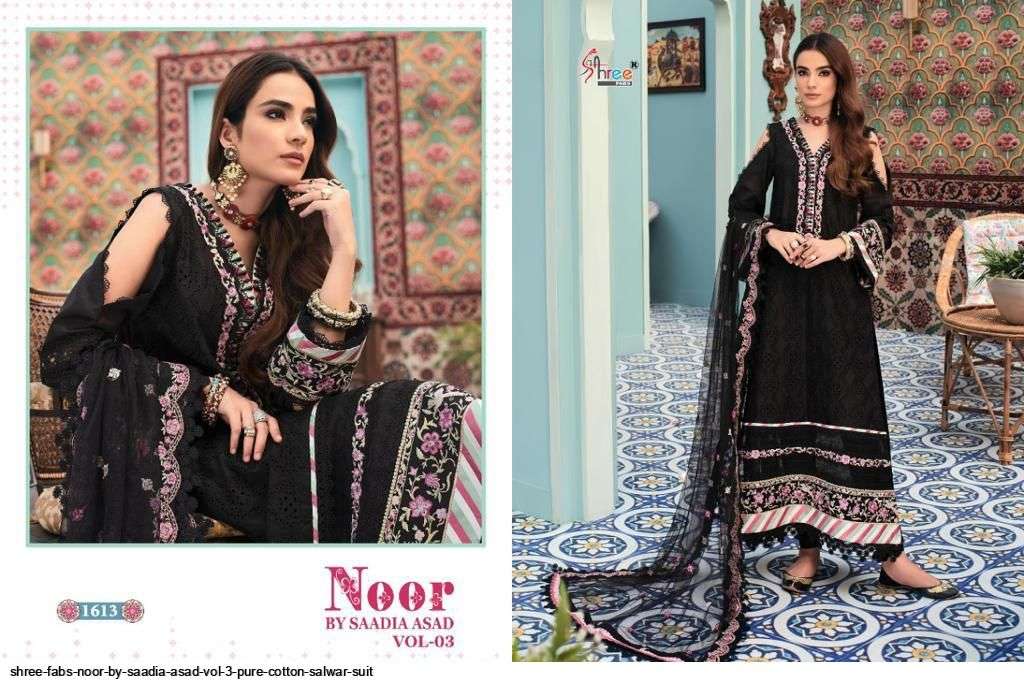 SHREE FABS NOOR BY SAADIA ASAD VOL 3 PURE COTTON SALWAR SUIT AT SAIDHARANX 