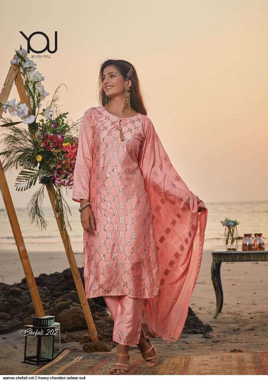 WANNA SHEFALI VOL 2 HEAVY CHANDERI SALWAR SUIT AT SAIDHARANX 