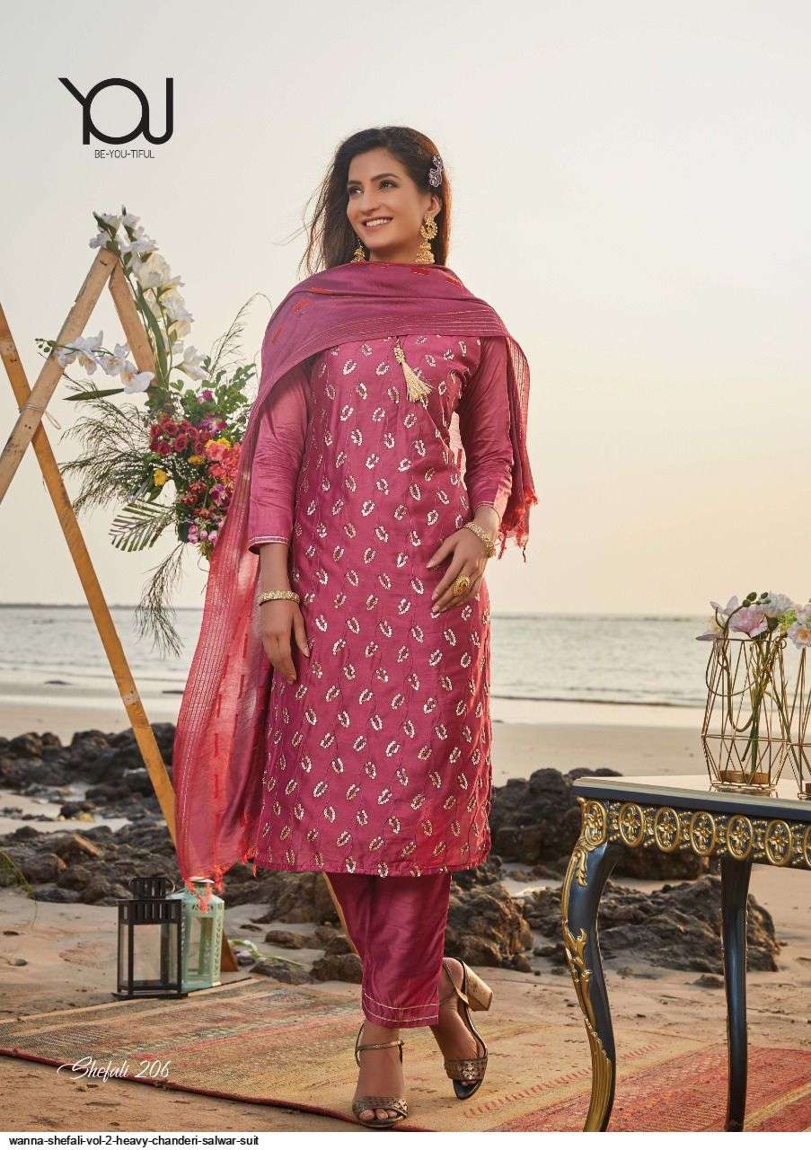 WANNA SHEFALI VOL 2 HEAVY CHANDERI SALWAR SUIT AT SAIDHARANX 