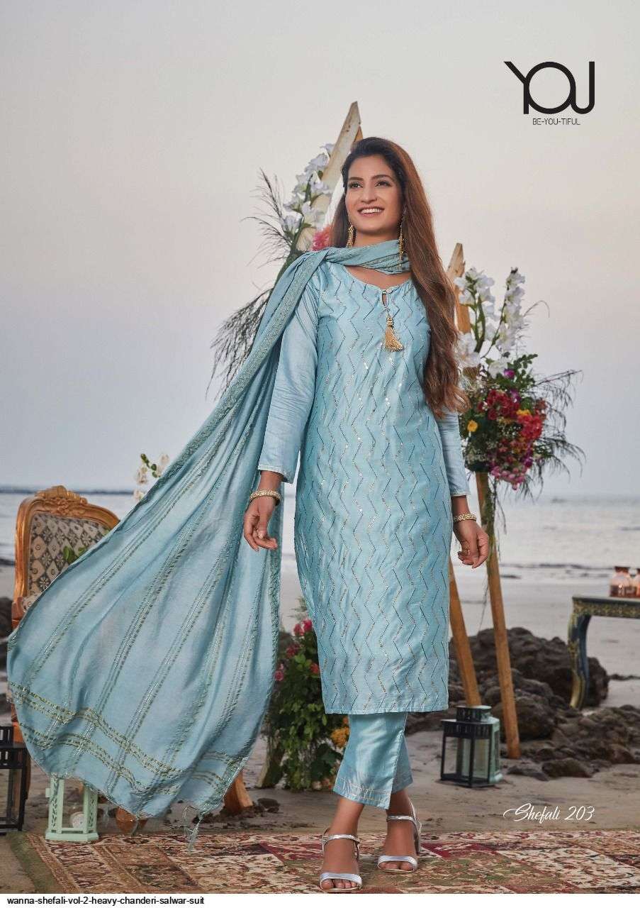 WANNA SHEFALI VOL 2 HEAVY CHANDERI SALWAR SUIT AT SAIDHARANX 