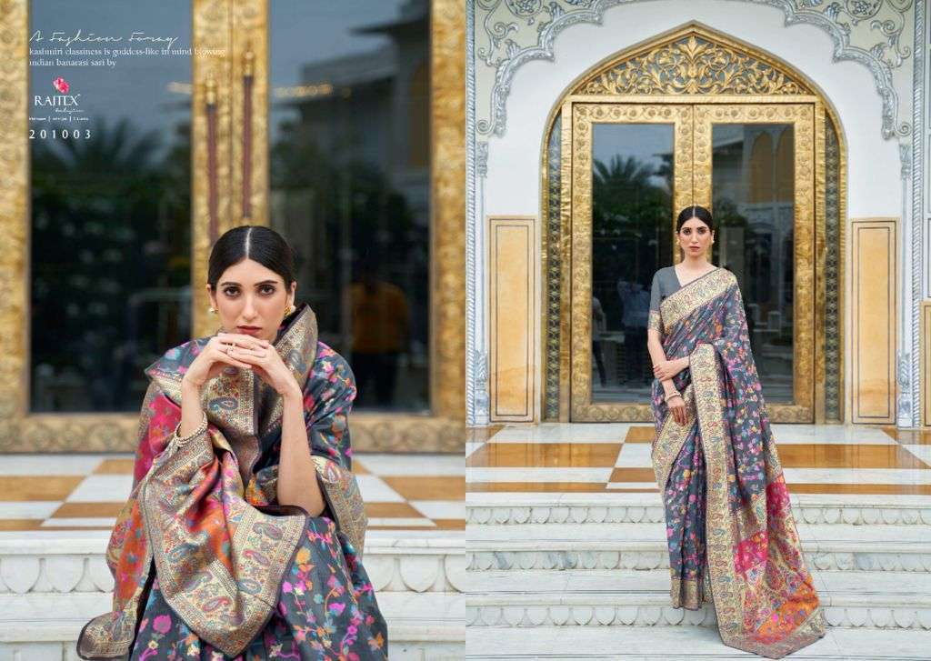 KASHIFA SILK BY RAJTEX 201001 TO 201006 SERIES DESIGNER KASHMIRI SAREES AT SAIDHARANX 