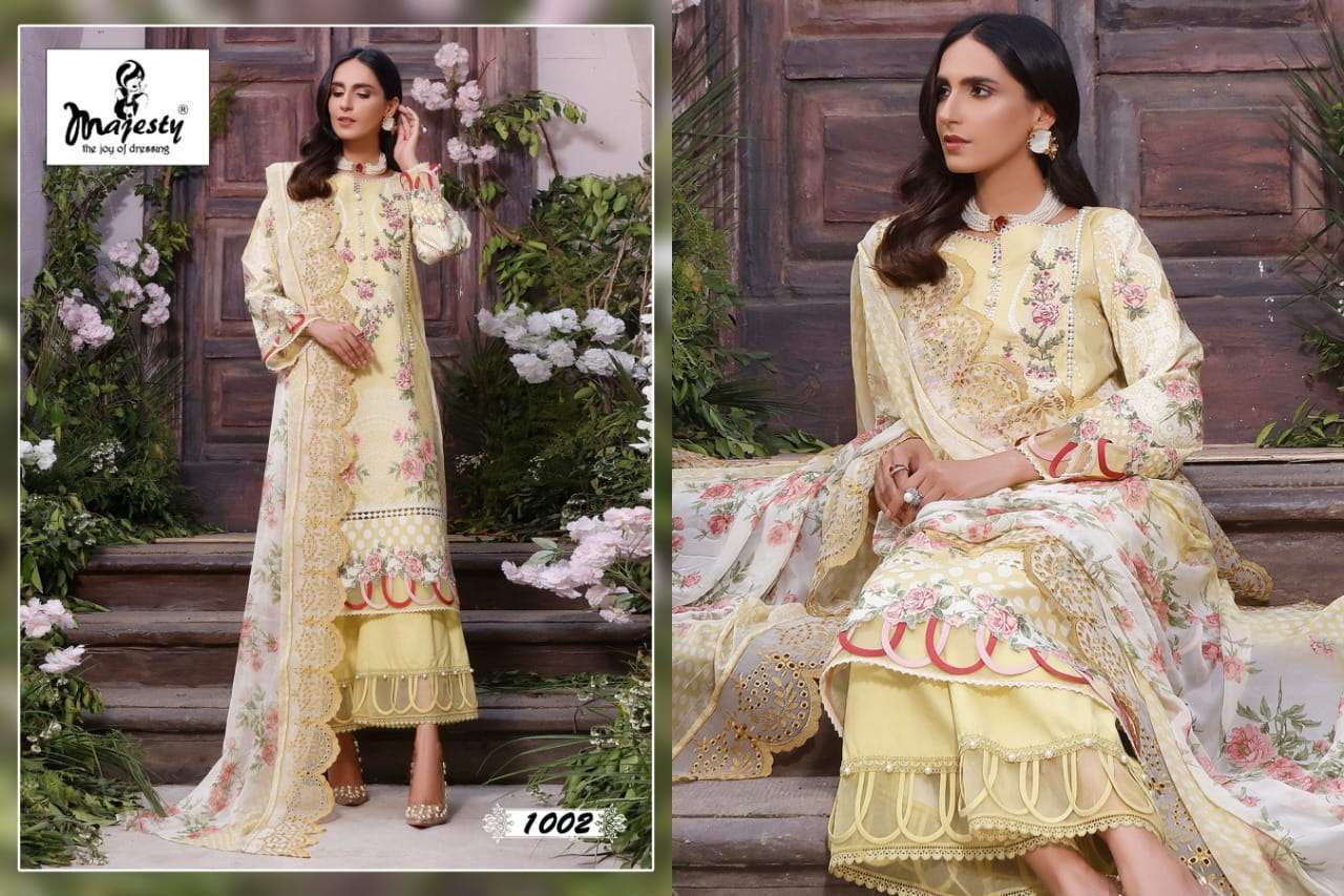 MAJESTY PRESENT RAMSHA VOL- 3 LUXURY LAWN COLLECTION PAKISTANI DESIGNER SUITS IN WHOLESALE PRICE IN SURAT - AT SAIDHARANX 