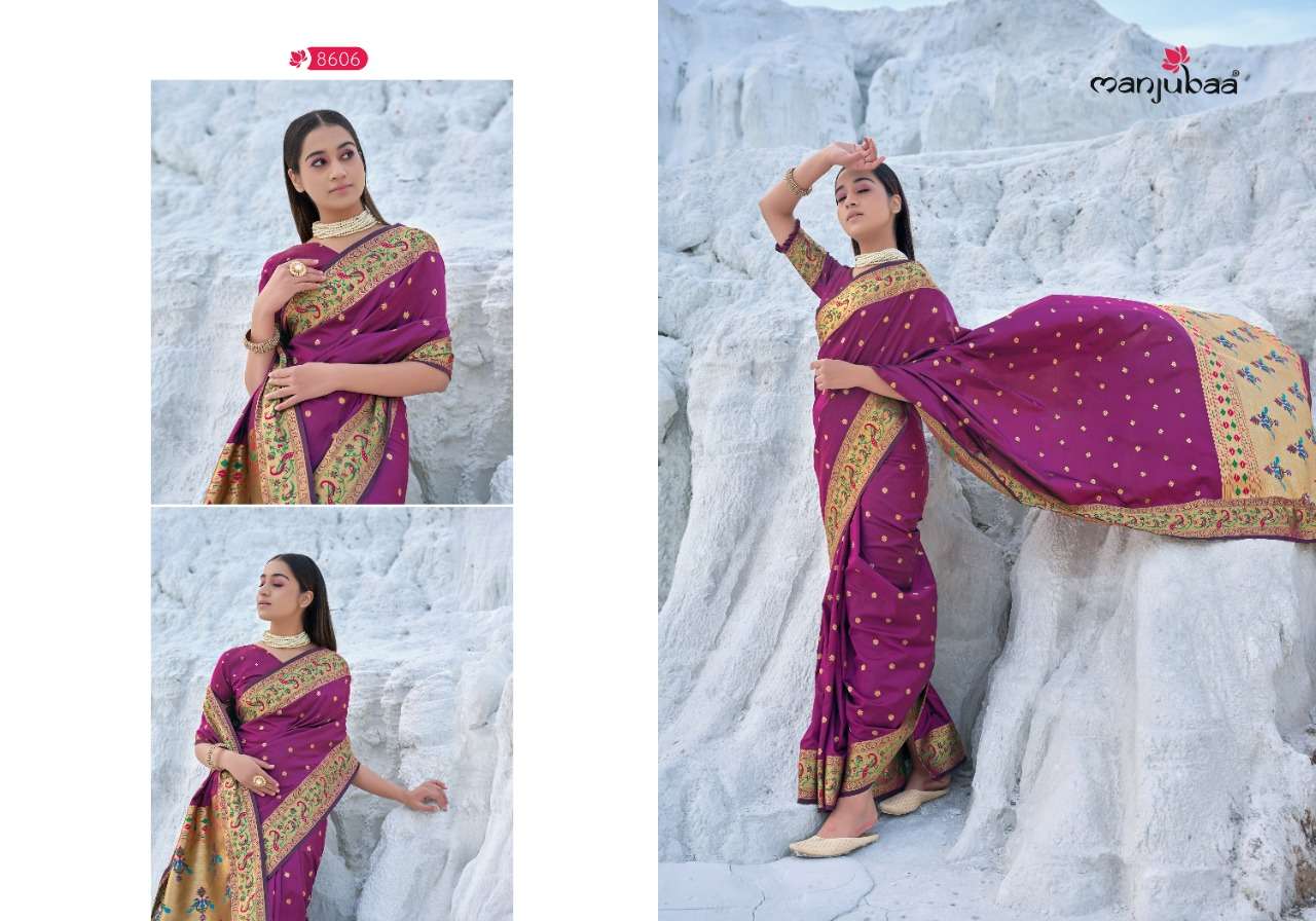  MANJUBAA MEGHANA SILK 8600 BANARASI SILK EXCLUSIVE FANCY SAREES AT SAIDHARANX 