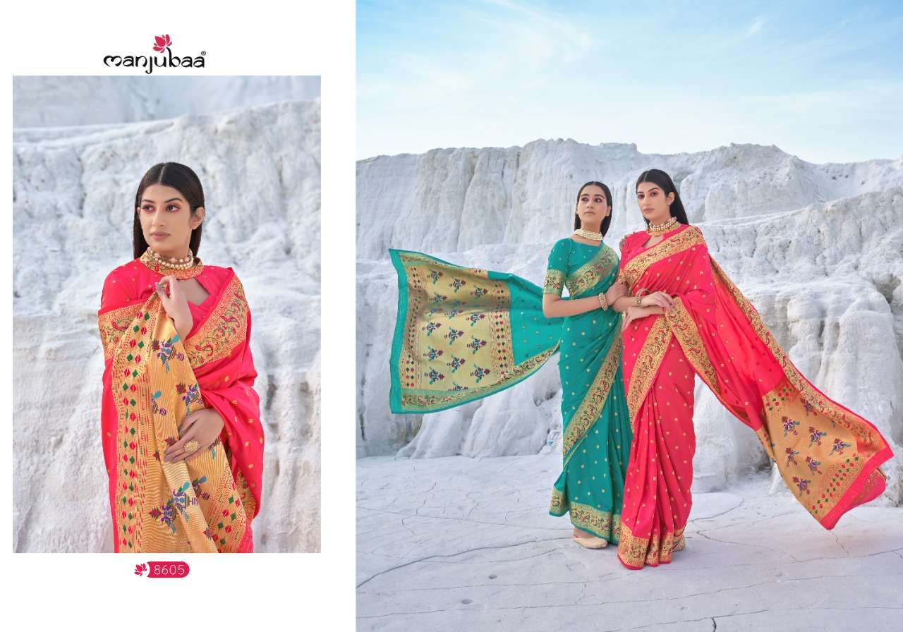  MANJUBAA MEGHANA SILK 8600 BANARASI SILK EXCLUSIVE FANCY SAREES AT SAIDHARANX 
