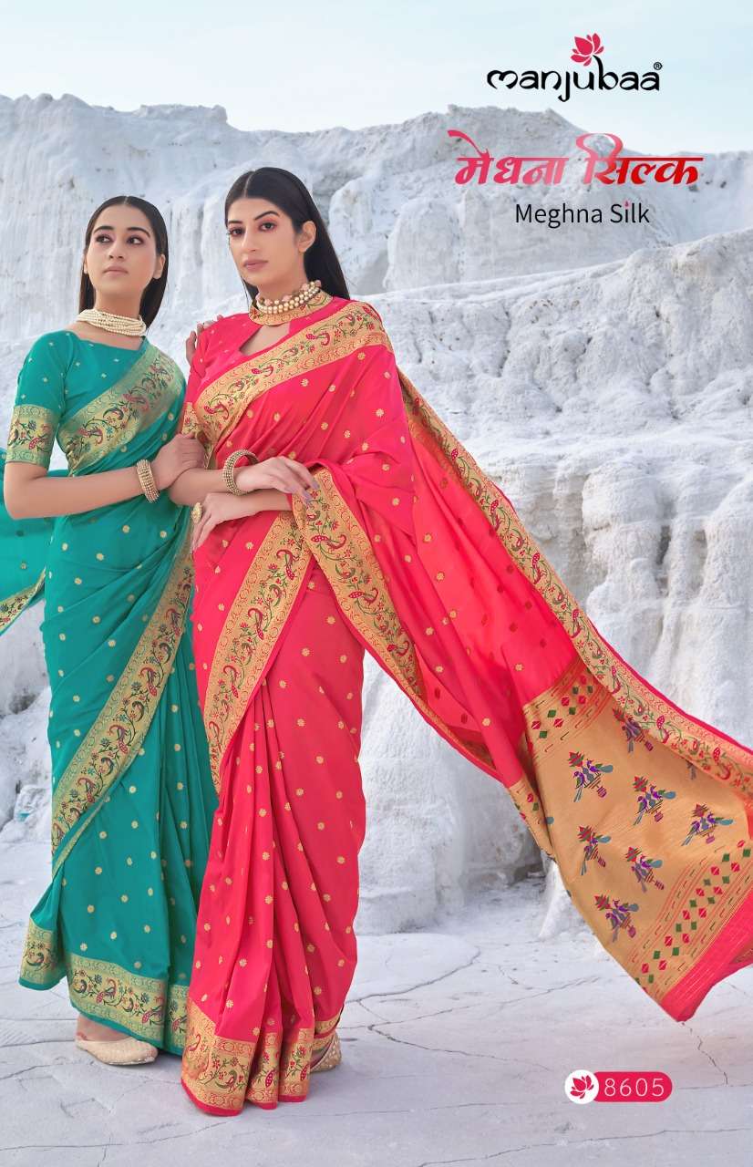  MANJUBAA MEGHANA SILK 8600 BANARASI SILK EXCLUSIVE FANCY SAREES AT SAIDHARANX 