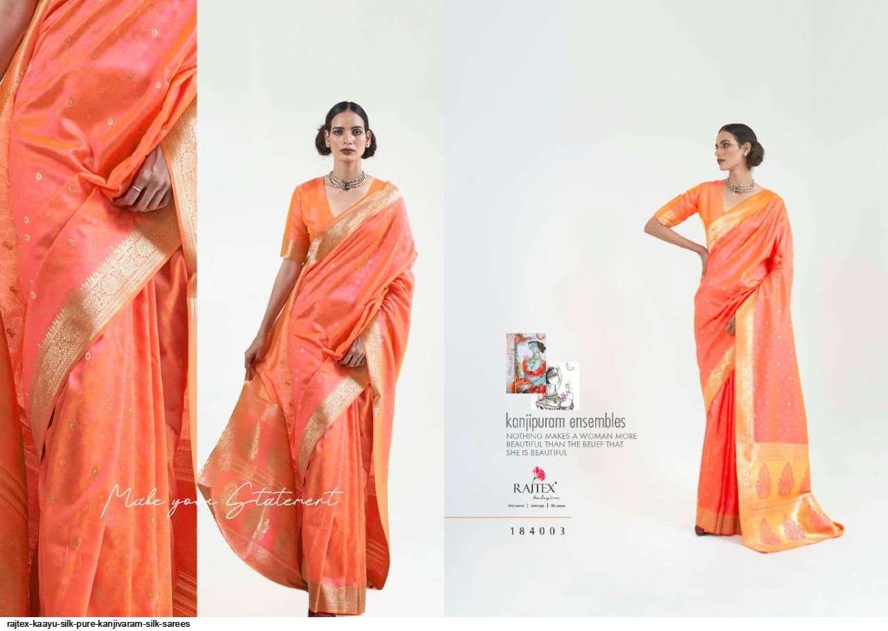 RAJTEX KAAYU SILK PURE KANJIVARAM SILK SAREES AT SAIDHARANX 