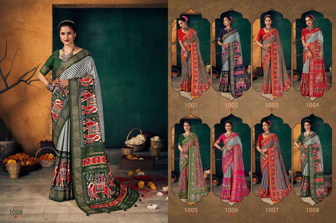 SHUBH SHREE PRESENT KESARIYA DOLA SILK FOIL PRINTED DESIGNER SAREES AT SAIDHARANX 