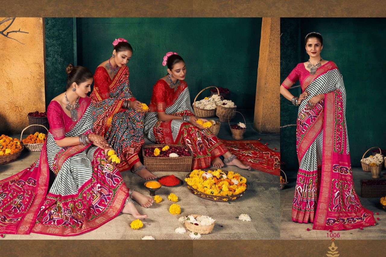 SHUBH SHREE PRESENT KESARIYA DOLA SILK FOIL PRINTED DESIGNER SAREES AT SAIDHARANX 