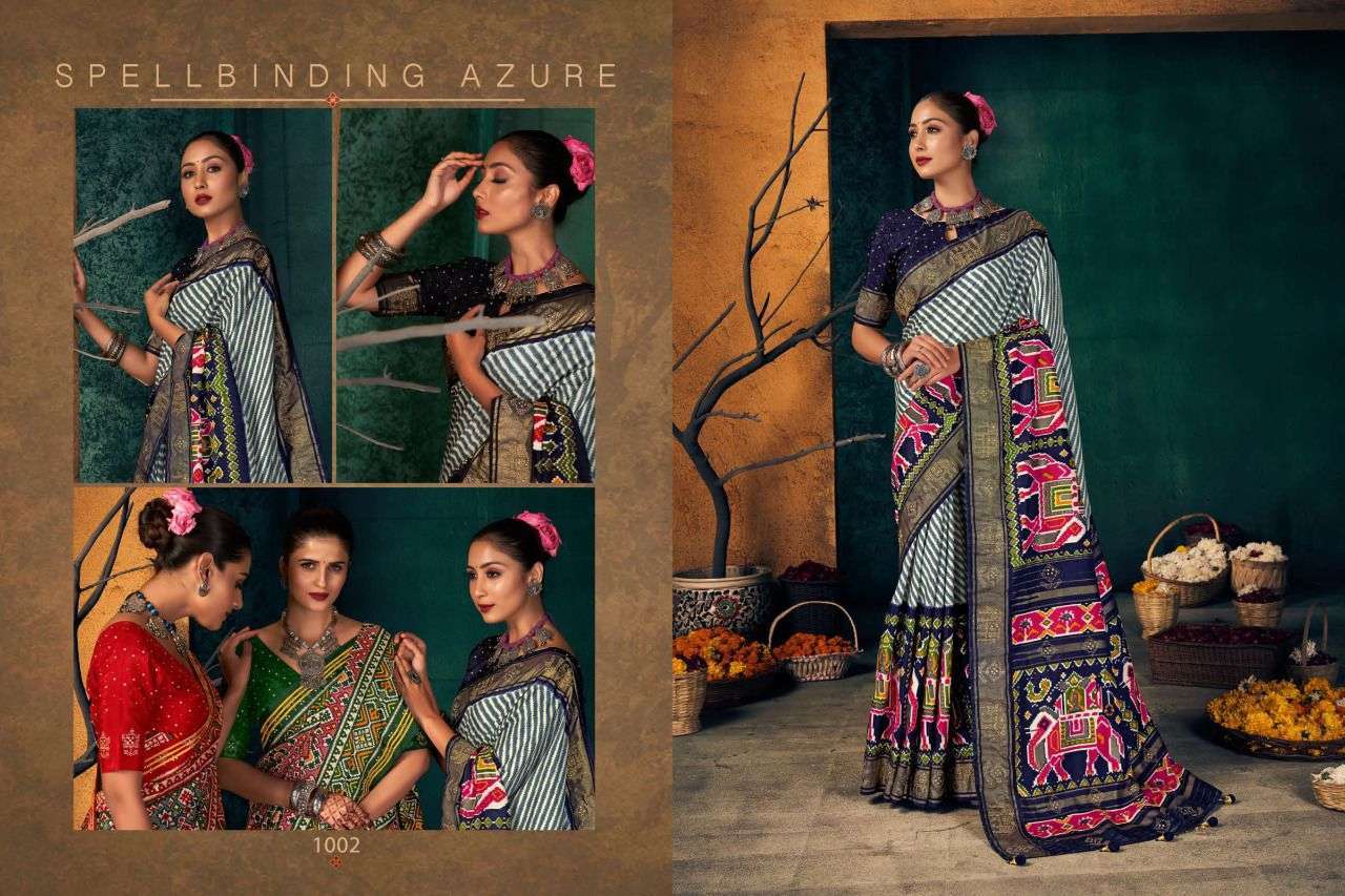SHUBH SHREE PRESENT KESARIYA DOLA SILK FOIL PRINTED DESIGNER SAREES AT SAIDHARANX 