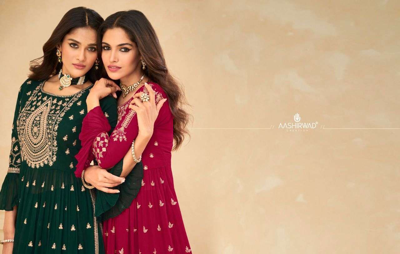 AASHIRWAD CREATION PRESENT LIMELIGHT READYMADE DESIGNER SUITS IN WHOLESALE PRICE IN SURAT - SAI DHARANX 