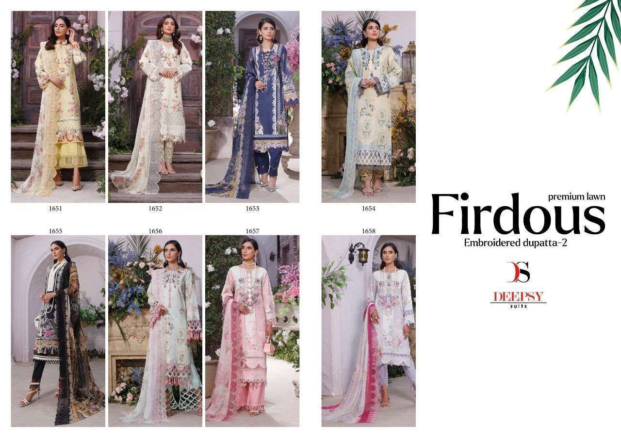 DEEPSY SUITS PRESENT FIRDOUS PREMIUM LAWN EMBROIDERED DUPATTA-2 PAKISTANI DESIGNER SUITS IN WHOLESALE PRICE IN SURAT - SAI DHARANX 