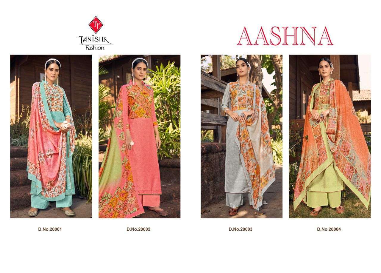 TANISHK FASHION PRESENT AASHNA PURE MASLIN DIGITAL PRINTED DESIGNER SUITS IN WHOLESALE PRICE IN SURAT - SAIDHARANX 